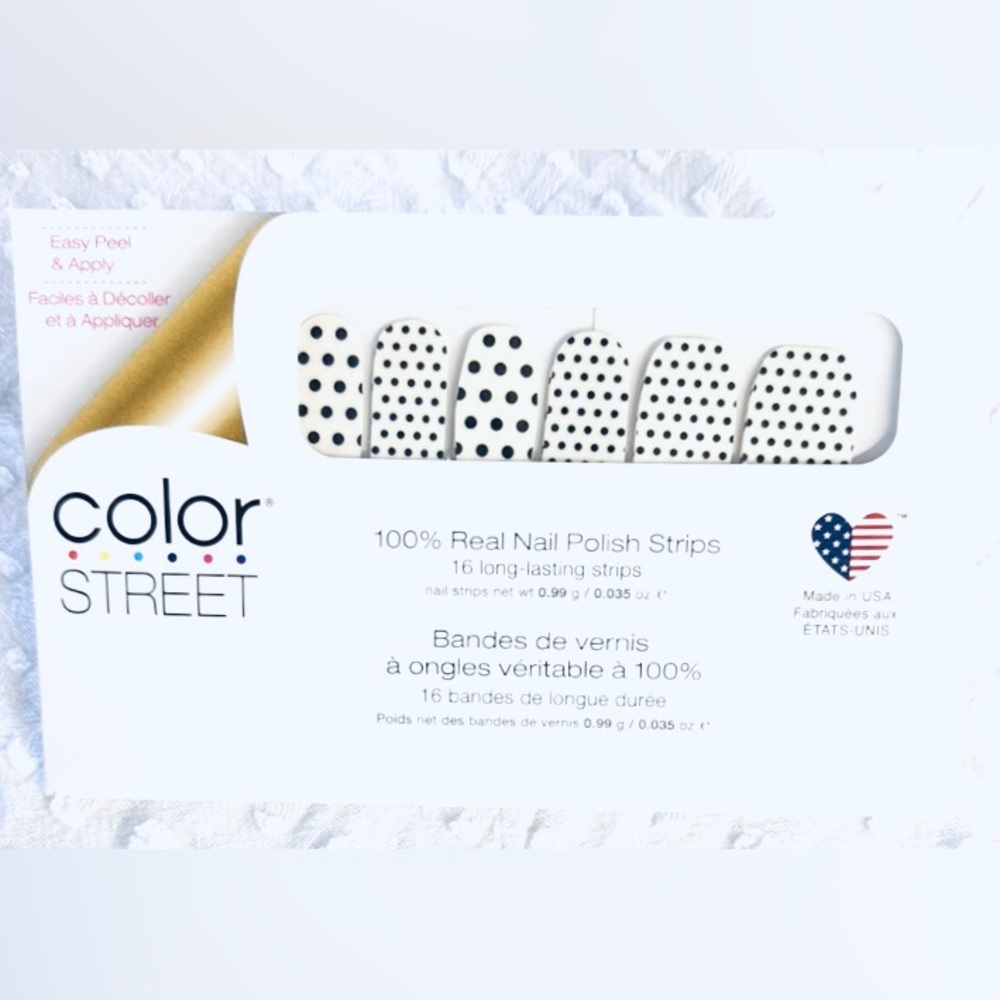 Color Street Black Polka Dot White Nail Strips NEW SEALED wear alone & on polish
